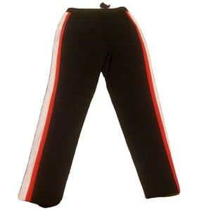 Essentials by ABS Women Black Casual Pants Size 2 Leg Stripe With Red And White￼